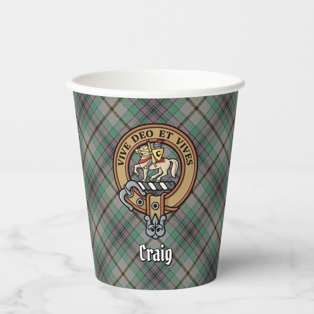 Gobelets En Papier Clan Craig Crest sur Tartan Paper Cups (Recto)