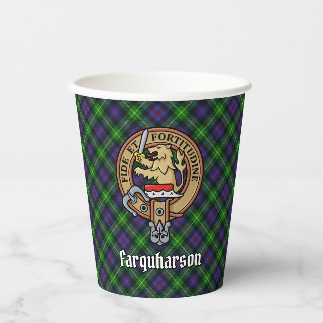 Gobelets En Papier Clan Farquharson Crest sur Tartan Paper Cups (Recto)