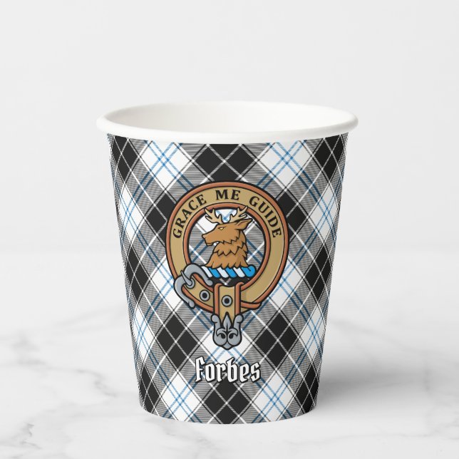 Gobelets En Papier Clan Forbes Crest sur la robe Tartan (Recto)