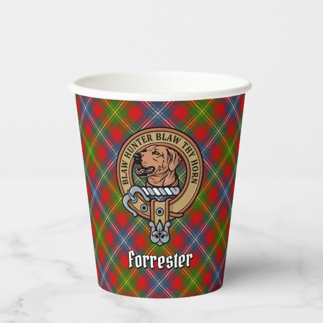 Gobelets En Papier Clan Forrester Crest sur Tartan (Recto)