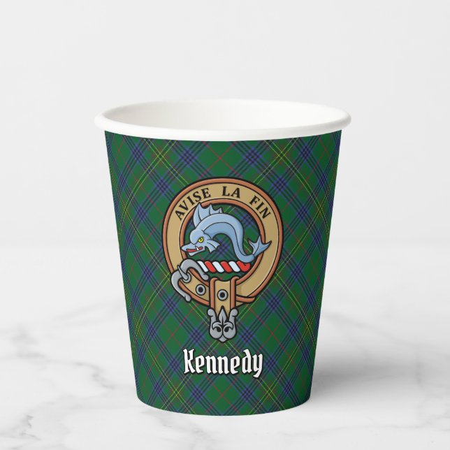 Gobelets En Papier Clan Kennedy Crest sur Tartan (Recto)