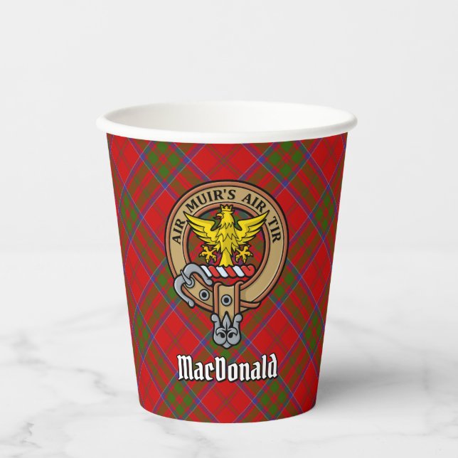 Gobelets En Papier Clan MacDonald de Keppoch Crest sur Tartan (Recto)