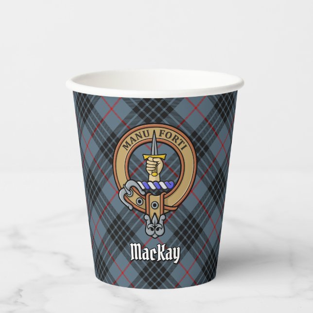 Gobelets En Papier Clan MacKay Crest sur Blue Tartan (Recto)