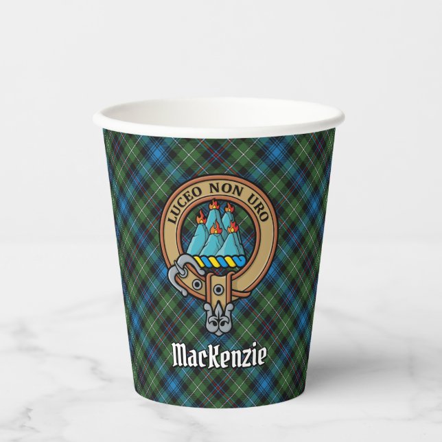 Gobelets En Papier Clan MacKenzie Crest sur Tartan Paper Cups (Recto)