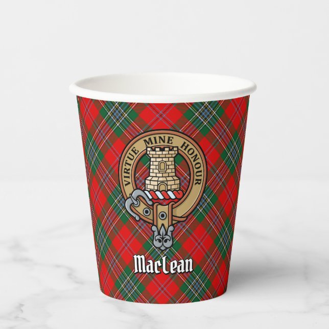 Gobelets En Papier Clan MacLean Crest sur Tartan (Recto)