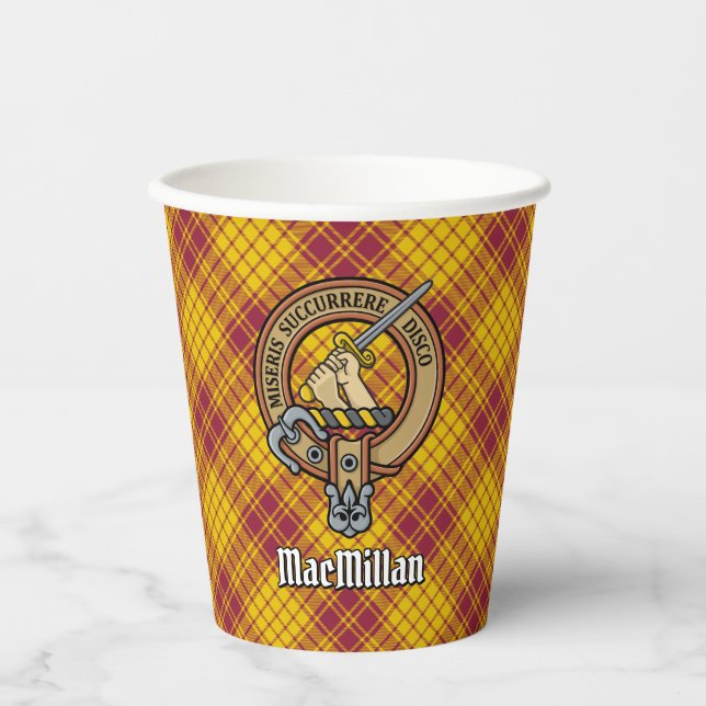 Gobelets En Papier Clan MacMillan Crest sur le tatan de robe (Recto)