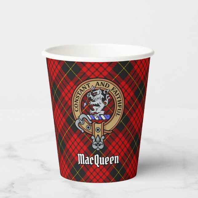 Gobelets En Papier Clan MacQueen Crest sur Tartan (Recto)