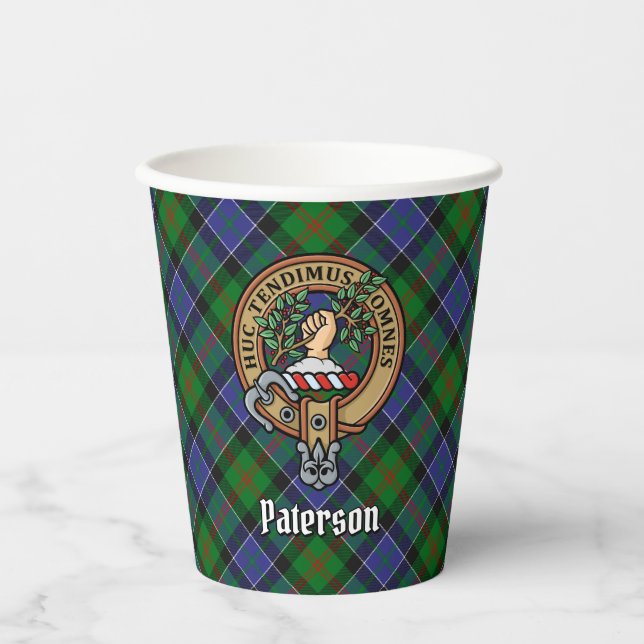Gobelets En Papier Clan Paterson Crest sur Tartan (Recto)