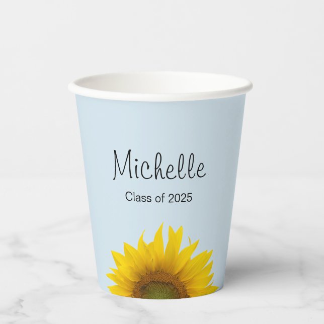 Gobelets En Papier Classe de graduation de 2024 Sunflower Blue (Recto)