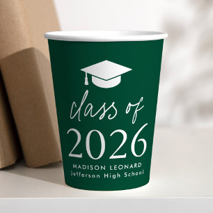 Gobelets En Papier Classe moderne de 2025 Script Green Graduation