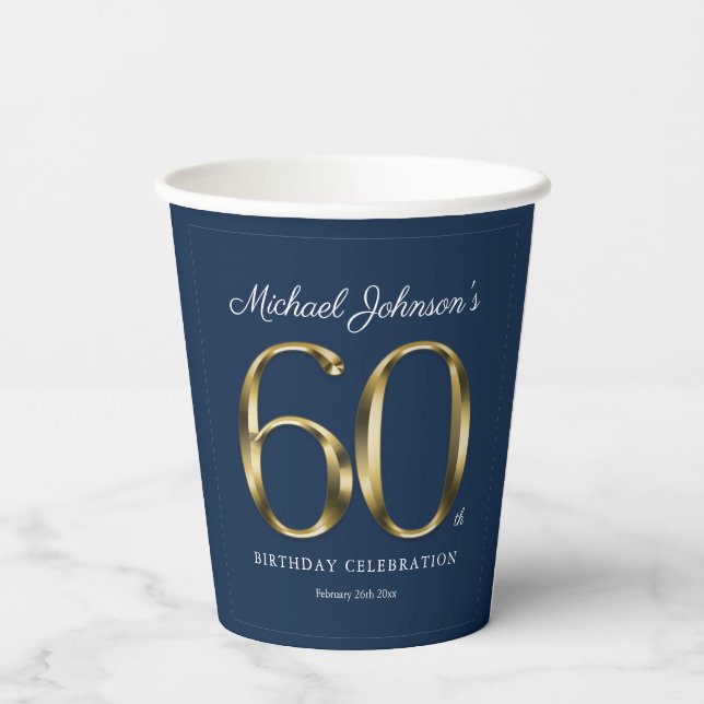 Gobelets En Papier Classic 60e anniversaire Solid Gold Texte Marine B (Verso)