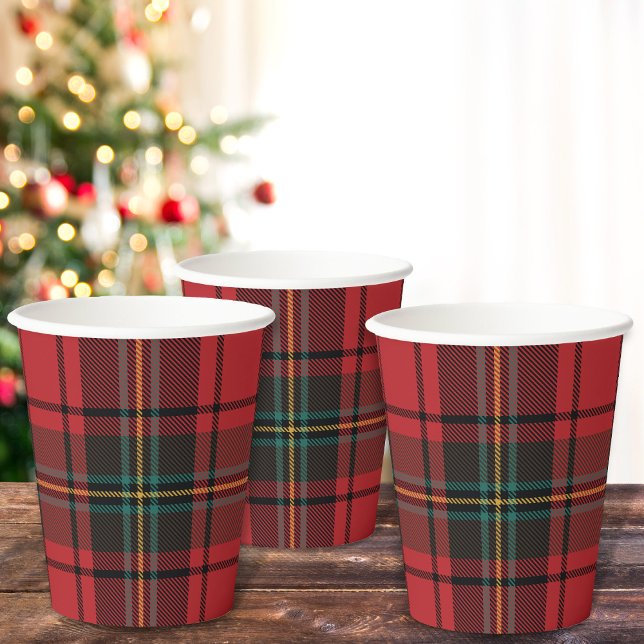 Gobelets En Papier Classic Elegant Rouge Tartan Noël (Créateur téléchargé)