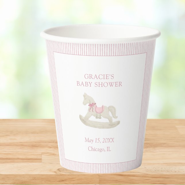 Gobelets En Papier Classic Simple Rose Rocking Cheval Baby shower fil (Créateur téléchargé)