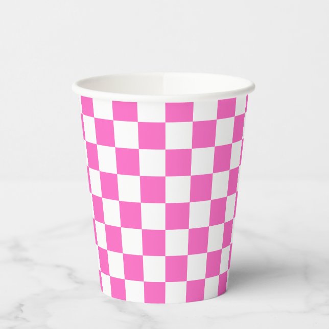 Gobelets En Papier Classic visual pink checkerboard  (Gauche)