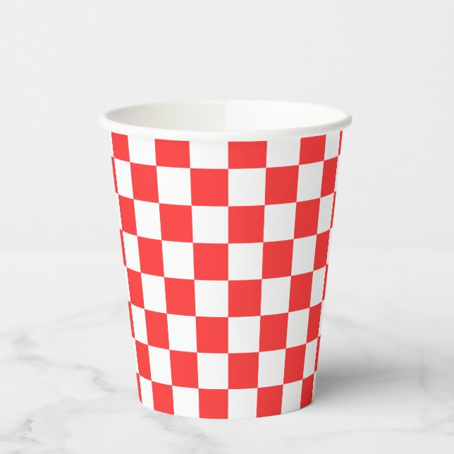 Gobelets En Papier Classic visual red checkerboard  (Gauche)