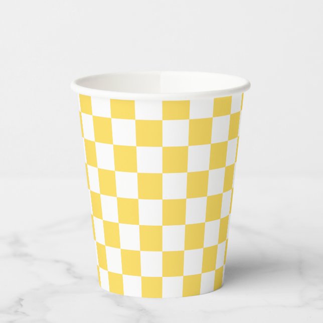 Gobelets En Papier Classic visual yellow checkerboard  (Gauche)