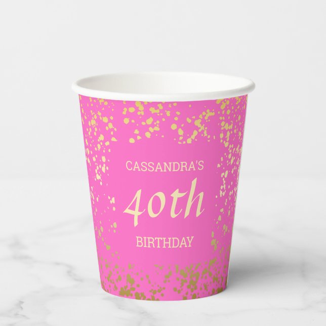 Gobelets En Papier Classy Egypt Gold arrose Anniversaire rose (Verso)