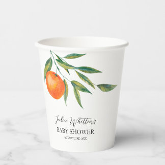 Gobelets En Papier Clementine aquarelle "Cutie" Baby Shower 