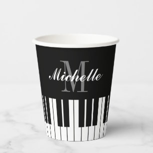 Gobelets En Papier Clés de piano noir et blanc coupes de soirée papie