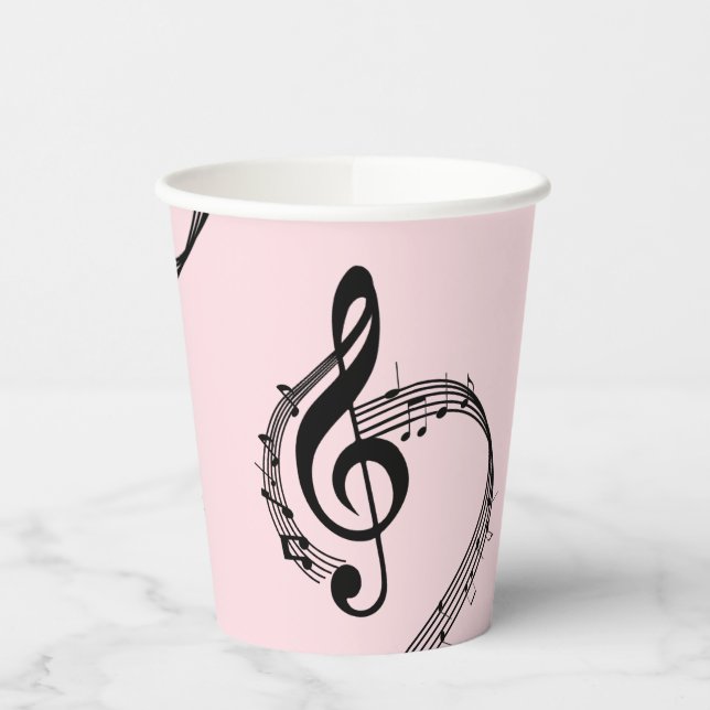 Gobelets En Papier Climacic G Clef Music Rose (Gauche)