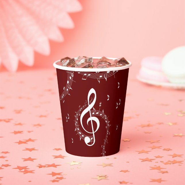 Gobelets En Papier Climacic G Clef Music Rouge (Insitu)