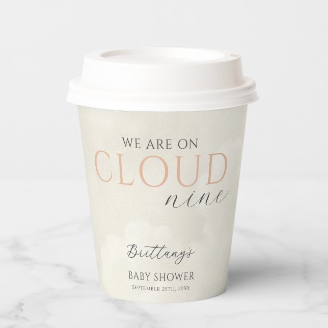 Gobelets En Papier Cloud Neuf nuages blancs Baby shower (Recto)