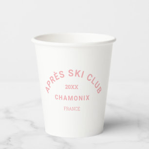 Gobelets En Papier Club Après-Ski Crête Rose Hivernale de la Station