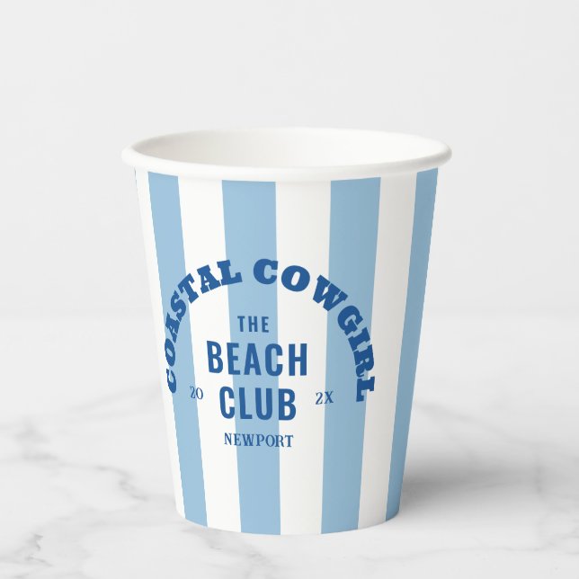 Gobelets En Papier Coastal Cowgirl The Beach Club Denim Blue Stripe (Recto)