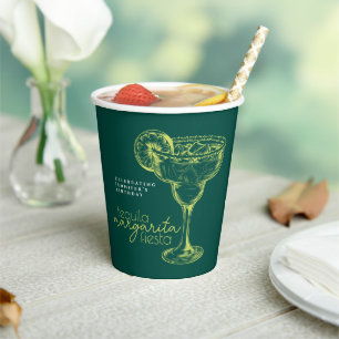 Gobelets En Papier Cocktail moderne Green Margarita Anniversaire