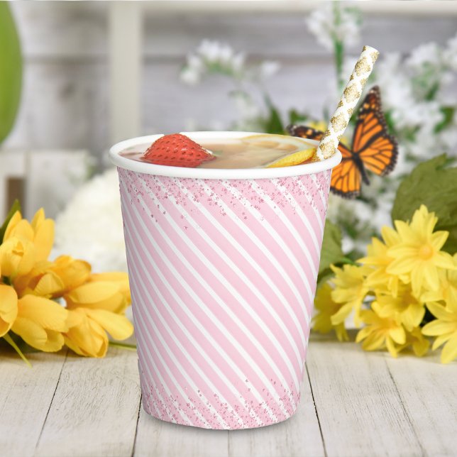 Gobelets En Papier Cocktail rose Parties scintillant bonbon Anniversa (Créateur téléchargé)