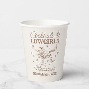 Gobelets En Papier Cocktails Beige et Cowgirls Rodéo Baby Shower de M