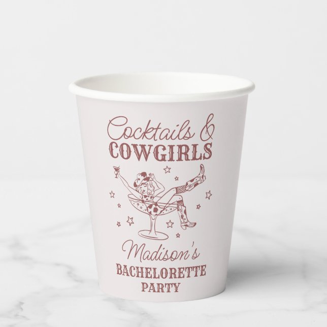 Gobelets En Papier Cocktails Bourgogne Cowgirls Rodeo Bachelorette (Recto)