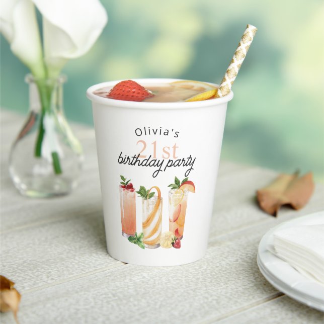 Gobelets En Papier Cocktails d'été modernes 21e fête d'anniversaire (Insitu)