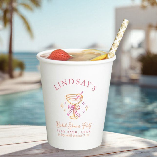 Gobelets En Papier Coctail Bridal Shower (Coctail Bridal Shower Paper Cups)