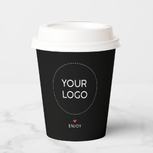 Gobelets En Papier Code QR du logo d'entreprise Simple Heart en papie