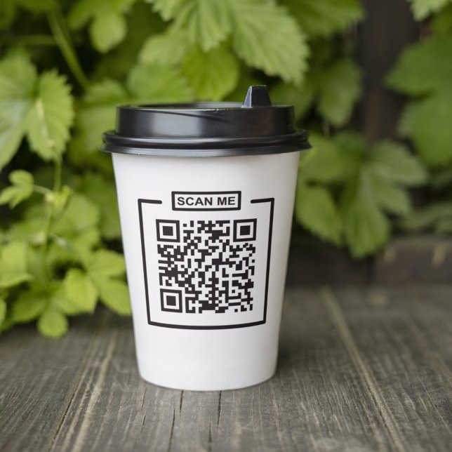 Gobelets En Papier Code QR moderne personnalisé Noir et blanc Entrepr (Créateur téléchargé)