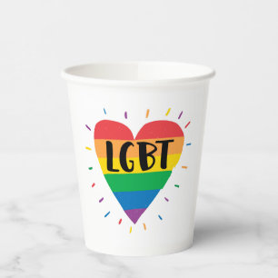 Gobelets En Papier Coeur arc-en-ciel LGBT