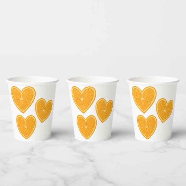 Gobelets En Papier Coeur Orange Paper Cup - Citrus Party Drinkware (Multi)