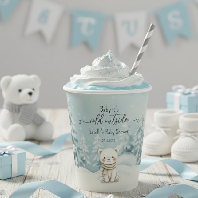 Gobelets En Papier Cold Outside Winter Gender Neutral Baby Shower (Créateur téléchargé)