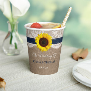 Gobelets En Papier Collection de Mariages de tournesol rustique - Mar