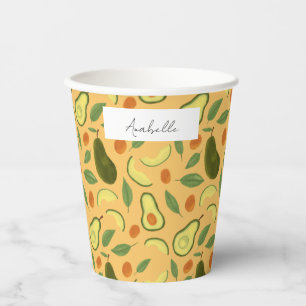 Gobelets En Papier Collection de Motifs de paniers de fruits - Avocad