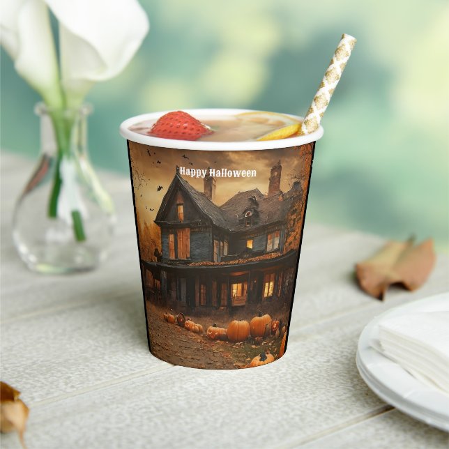 Gobelets En Papier Collection Halloween Citrouille Maison éffrayante (Insitu)
