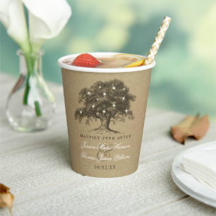Gobelets En Papier Collection Vintage de Mariages d'Old Oak Tree