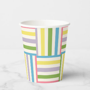 Gobelets En Papier Coloré été rayé blocs motif