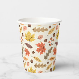 Gobelets En Papier Coloré Feuille d'automne Motif