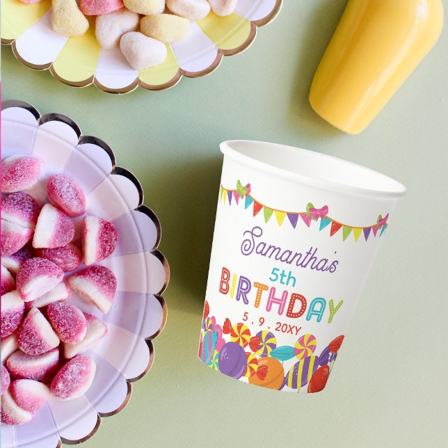 Gobelets En Papier Coloré Sweet Fun Candy thème Anniversaire Fête (Colorful Sweet Fun Candy Theme Baby Shower Paper Cups )