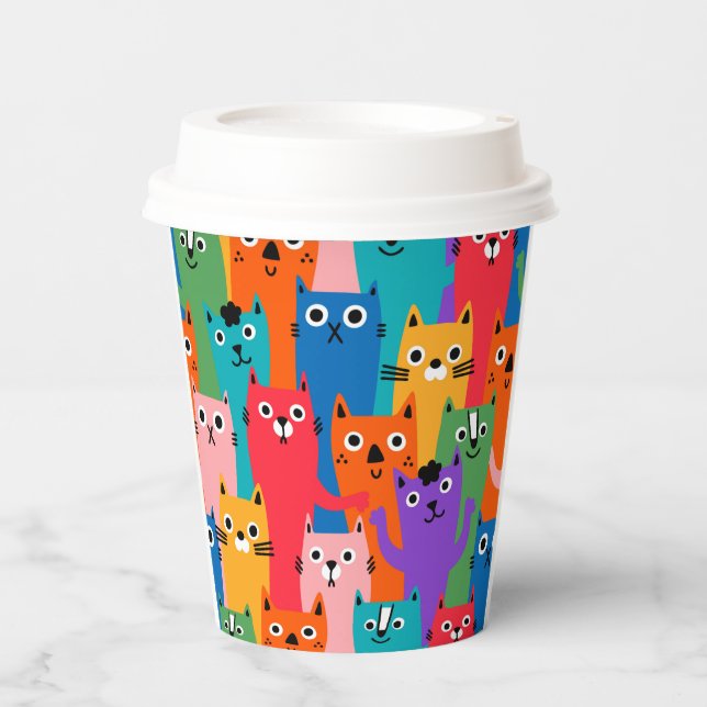 Gobelets En Papier Colorful cats (Recto)