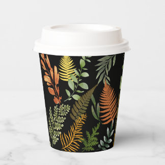 Gobelets En Papier Colorful Dark Fern Botanical Foliage Floral  Paper