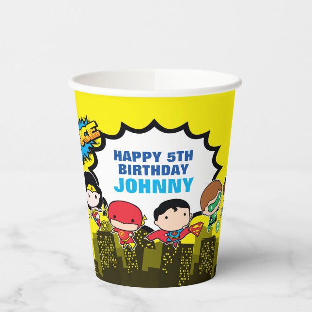Gobelets En Papier Comics DC | Justice League - Anniversaire de Chibi (Gauche)