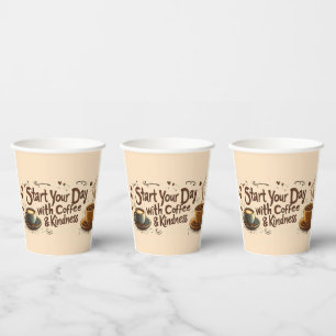 Gobelets En Papier Commencez Votre Journée avec un Citation de Café &